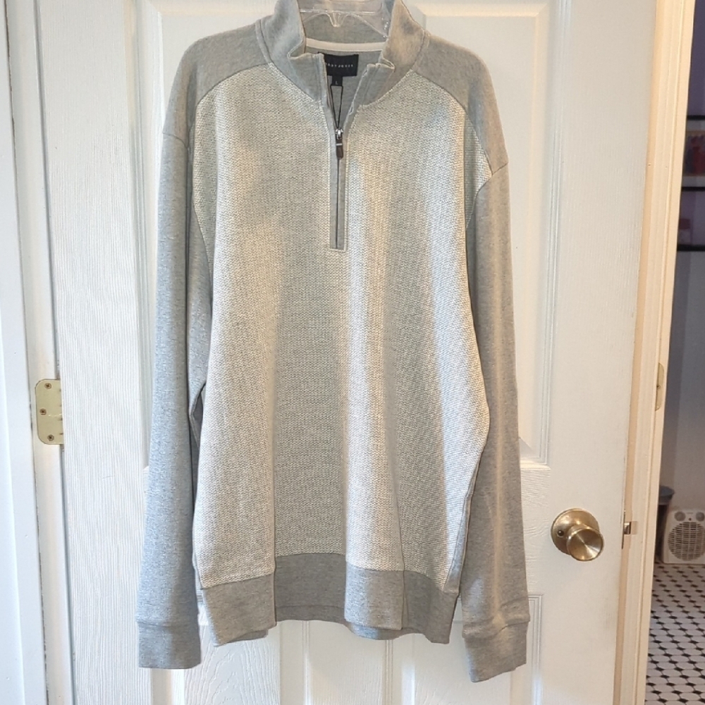 Bobby Jones Gray Zip Up Sweater with Standing Collar